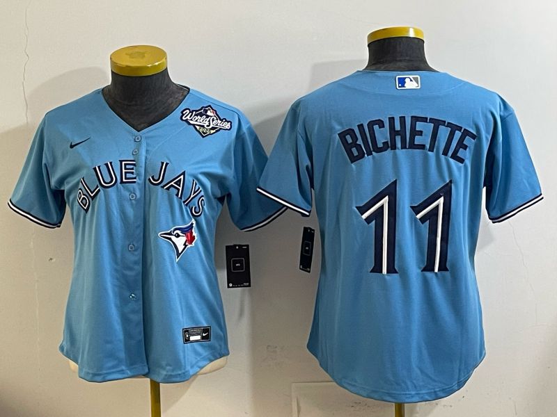 Women 2025 Nike Toronto Blue Jays #11 Bichette Light Blue Game MLB Jersey 01